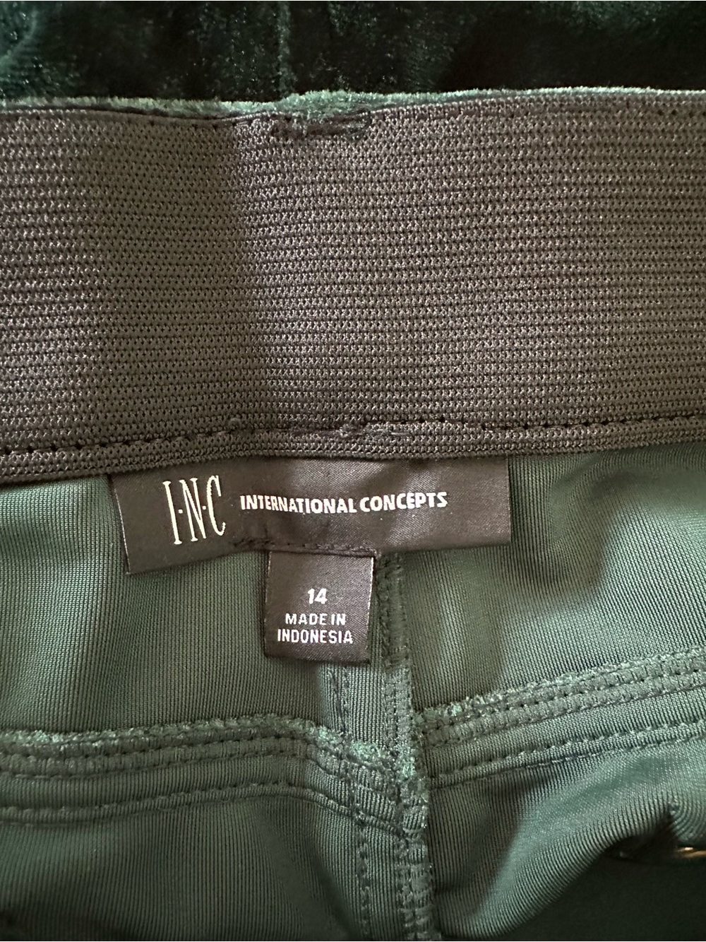 INC International Concepts Hunter Green Velvet Skinny Pants Size 14 NWT - Picture 5 of 7